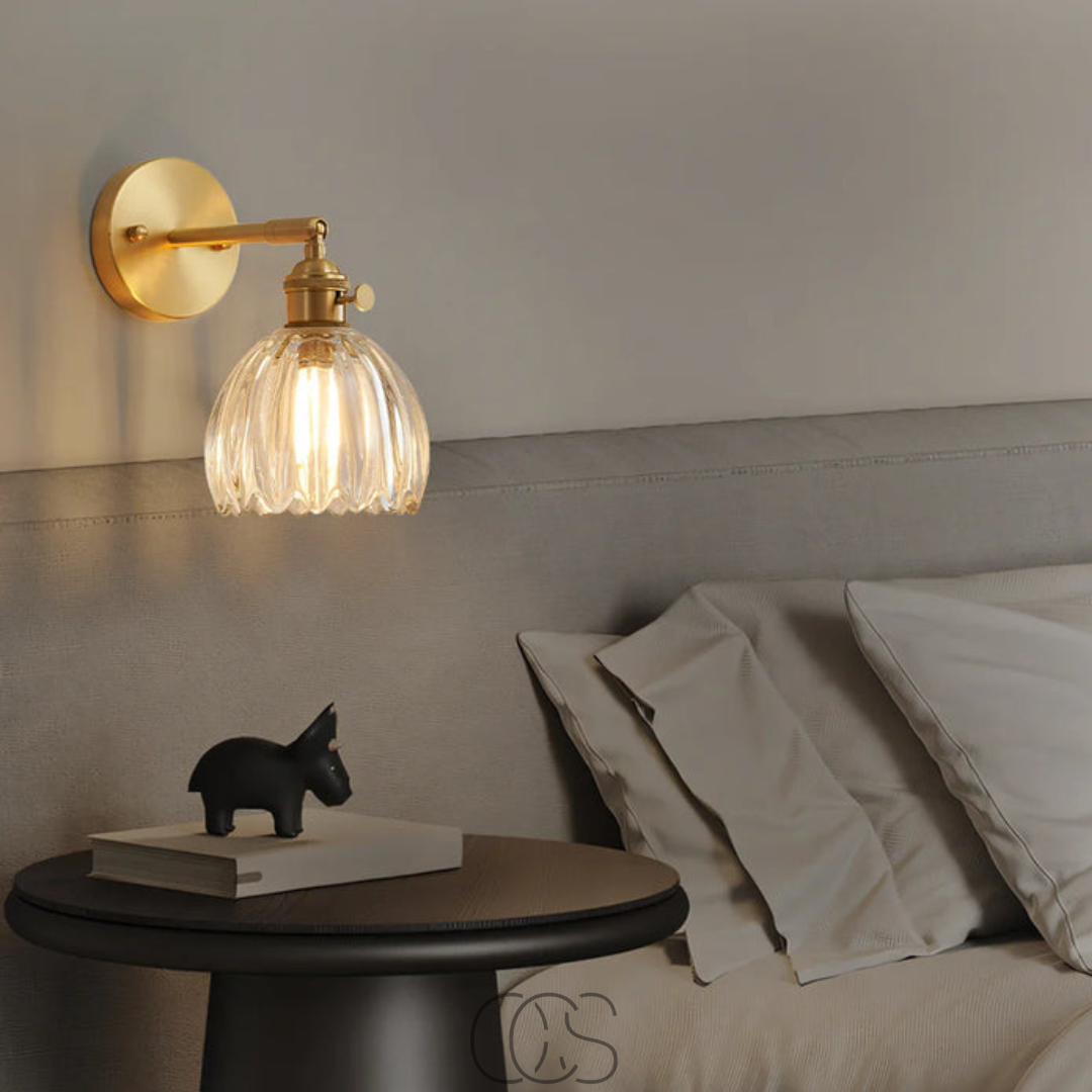 Vintage Tulip Glass Wall Sconce with Flower Shade – Classic Accent Light for Bedroom, Living Room, Hallway – E27 Socket