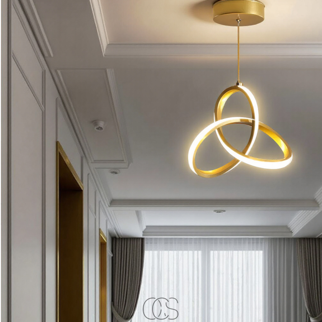 Geometric LED Pendant Light | Adjustable Color Temperature | Modern Aluminum & Acrylic Ceiling Fixture for Dining Room, Kitchen & Living