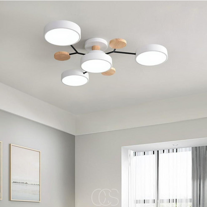 Round Multi-Light LED Ceiling Fixture – Metal Flush Mount Lamp with Integrated Bulbs, Even Ambient Lighting for Living Room, Dining Room