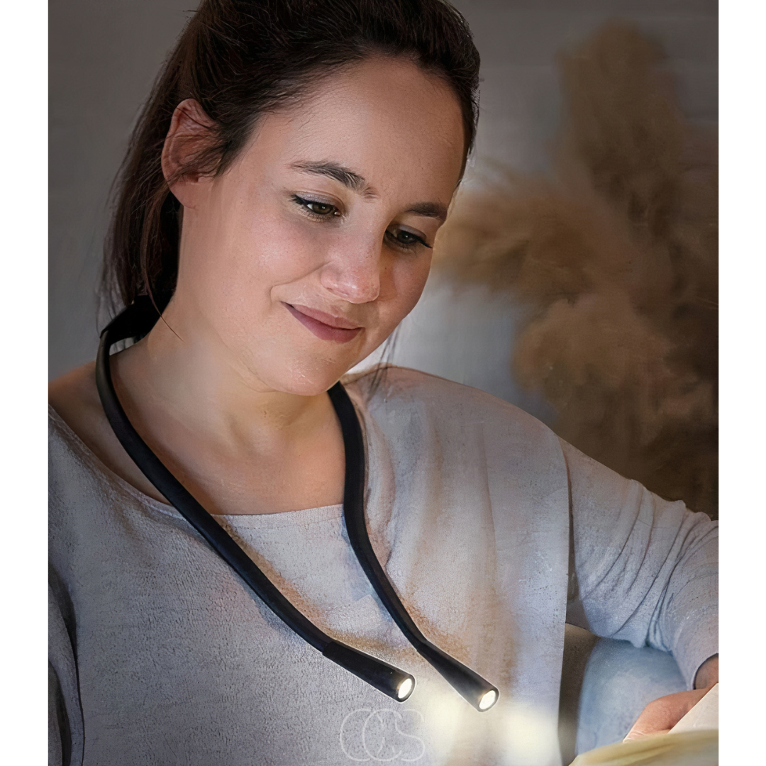 Luz de lectura LED recargable para el cuello: manos libres, ajustable y regulable para lectura, manualidades y viajes