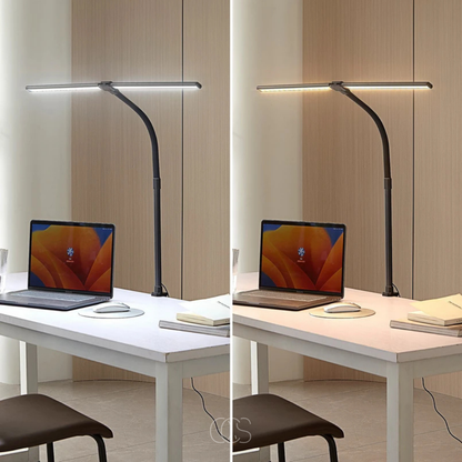 Adjustable Clamp-On Task Light with Gooseneck Arm 38 in Height Dimmable LED Office Reading Lamp Black Iron for Desk Workspace Study Corner