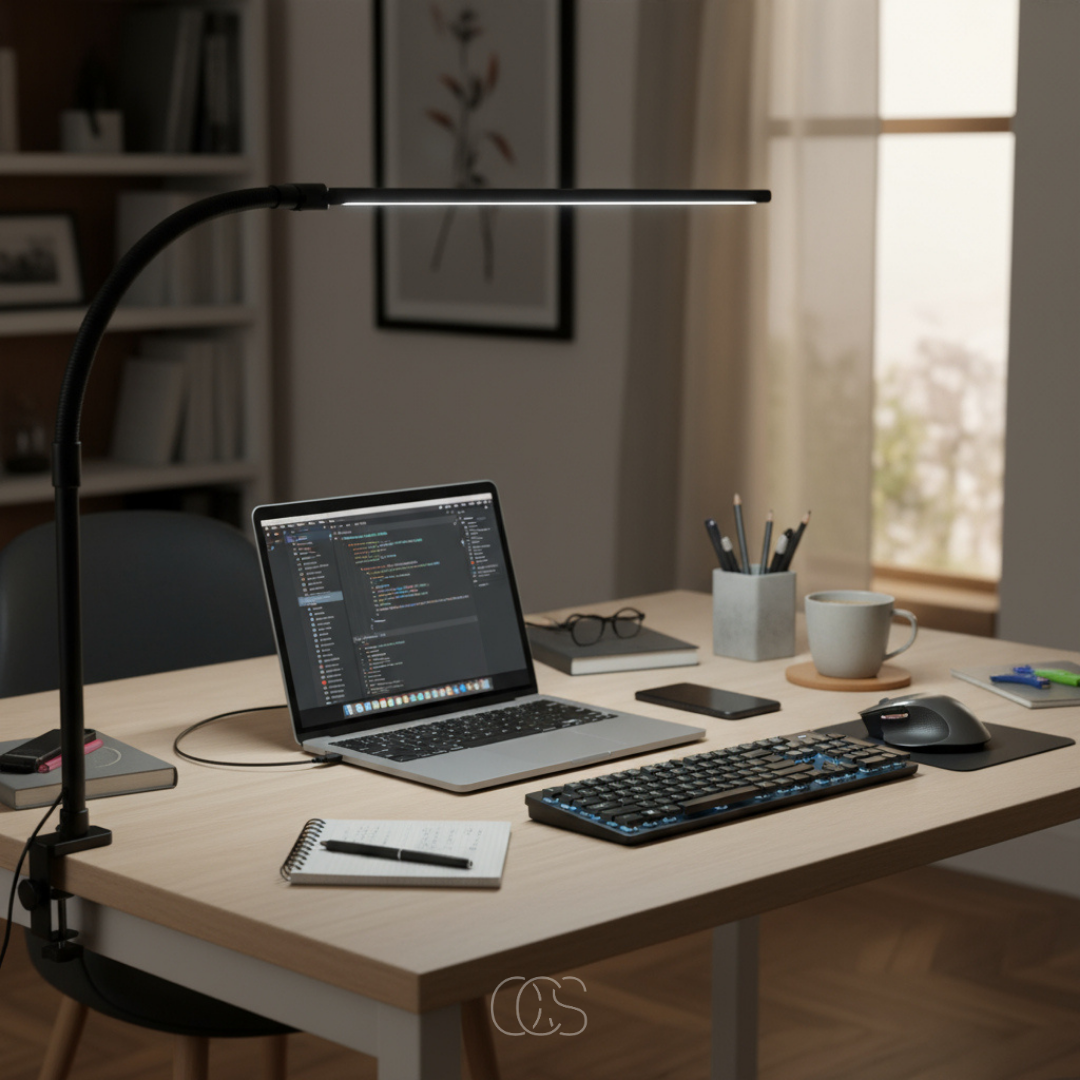 Adjustable LED Desk Lamp with Dimmer, Touch Control & Flexible Gooseneck for Reading, Office & Study