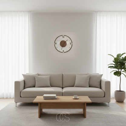 Silent Nordic Wall Clock 13.8 Inch Wooden Scandinavian Design for Living Room Bedroom Kitchen