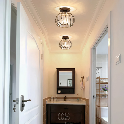 Glass Flush Mount Ceiling Light Fixture 9 Inch for Bedroom Hallway Bathroom E26 Socket Modern Semi Flush Ceiling Lamp Small Round Metal &