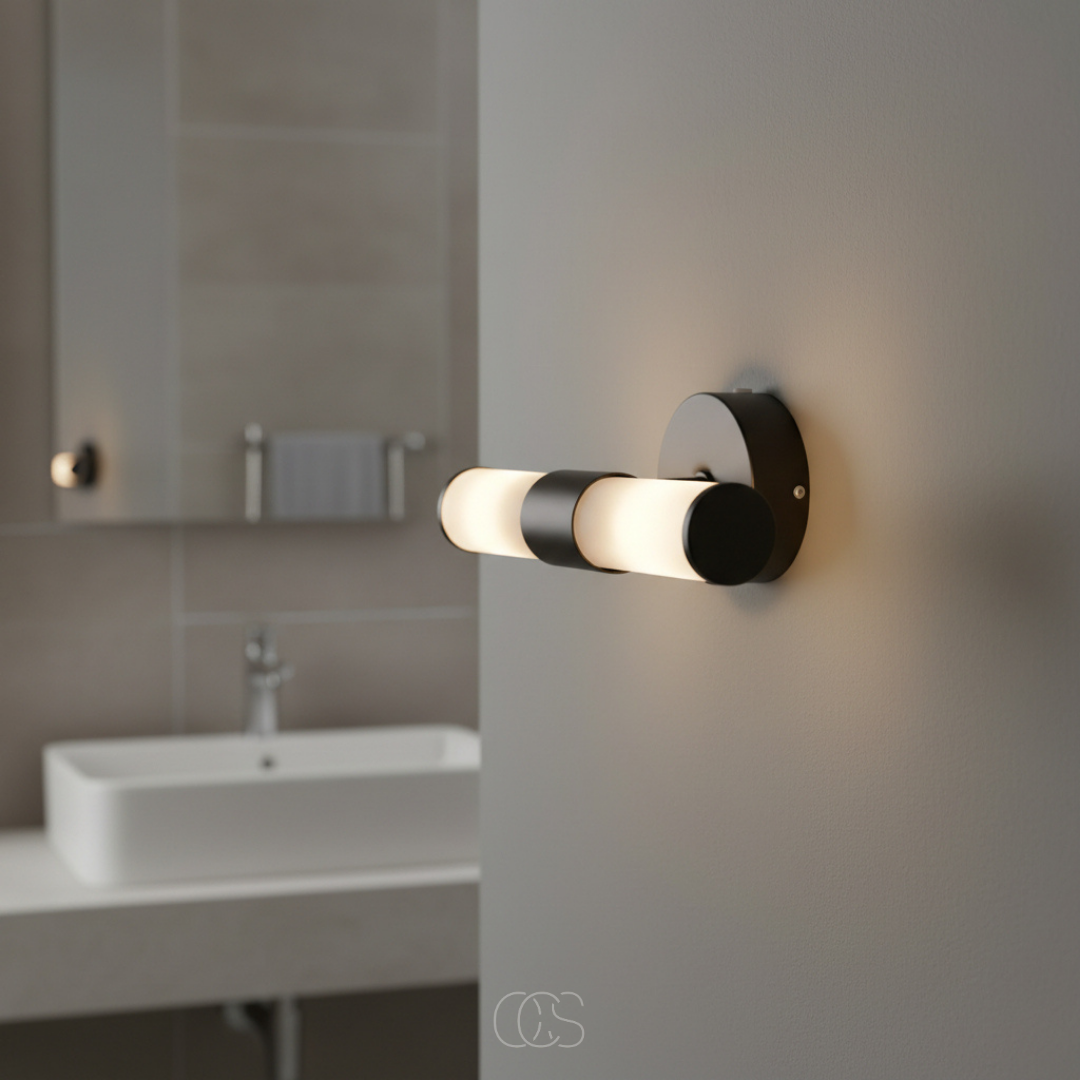 Dual-Beam Bathroom Wall Light with Frosted Glass Shade – Up & Down Lighting for Modern Bathrooms