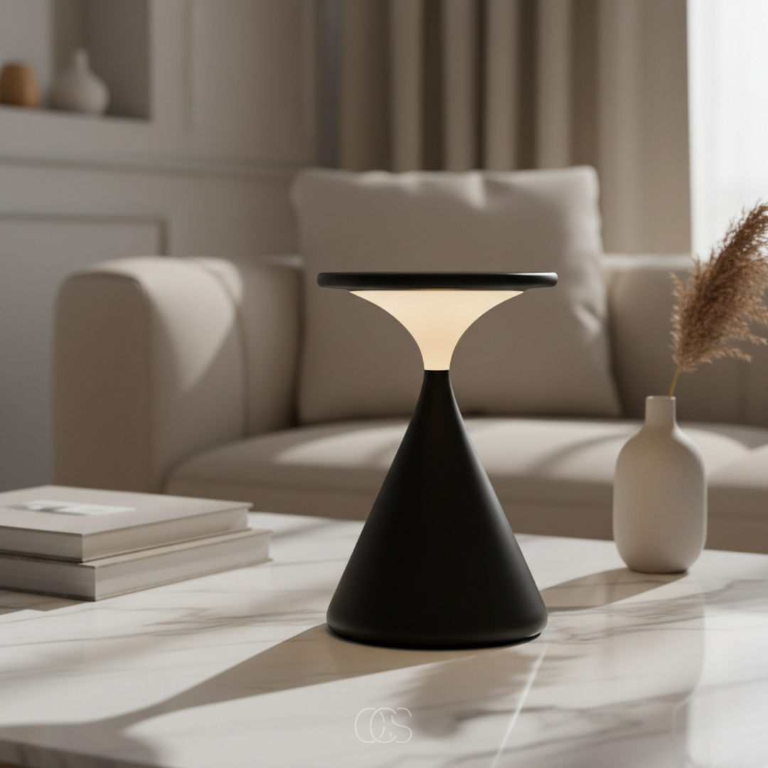 Rechargeable Cordless LED Table Lamp with Touch Dimmer Control and Hourglass Design for Bedroom, Living Room & Patio