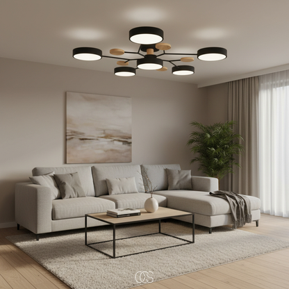 Round Multi-Light LED Ceiling Fixture – Metal Flush Mount Lamp with Integrated Bulbs, Even Ambient Lighting for Living Room, Dining Room