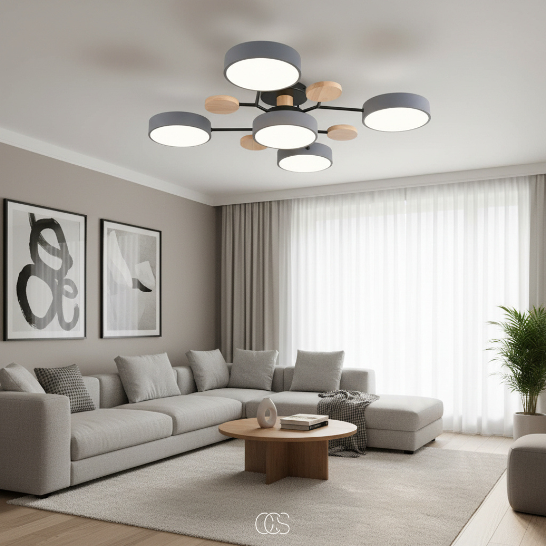 Round Multi-Light LED Ceiling Fixture – Metal Flush Mount Lamp with Integrated Bulbs, Even Ambient Lighting for Living Room, Dining Room