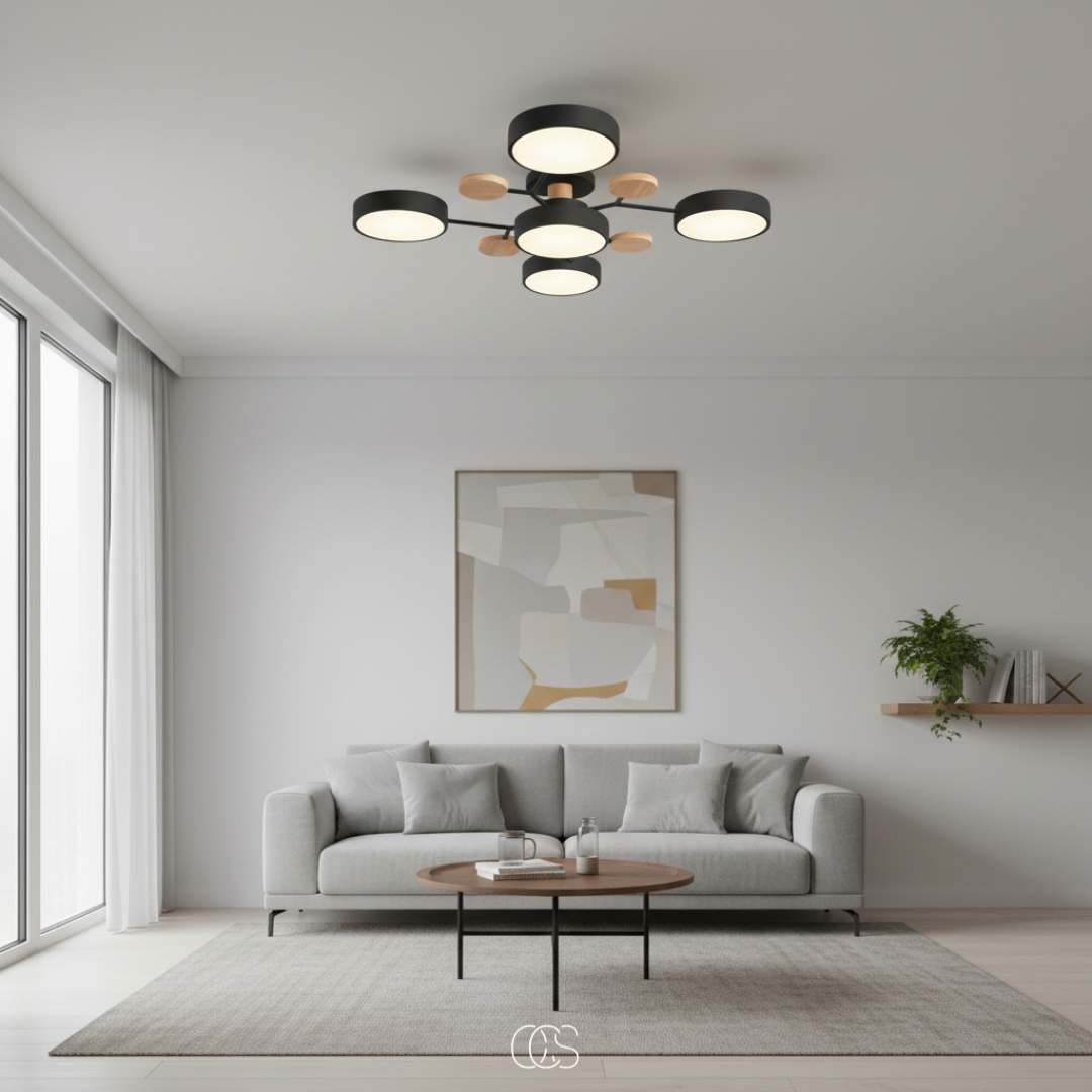 Round Multi-Light LED Ceiling Fixture – Metal Flush Mount Lamp with Integrated Bulbs, Even Ambient Lighting for Living Room, Dining Room