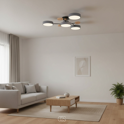 Round Multi-Light LED Ceiling Fixture – Metal Flush Mount Lamp with Integrated Bulbs, Even Ambient Lighting for Living Room, Dining Room
