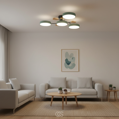 Round Multi-Light LED Ceiling Fixture – Metal Flush Mount Lamp with Integrated Bulbs, Even Ambient Lighting for Living Room, Dining Room