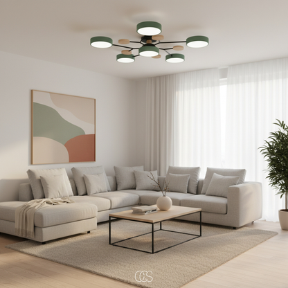 Round Multi-Light LED Ceiling Fixture – Metal Flush Mount Lamp with Integrated Bulbs, Even Ambient Lighting for Living Room, Dining Room