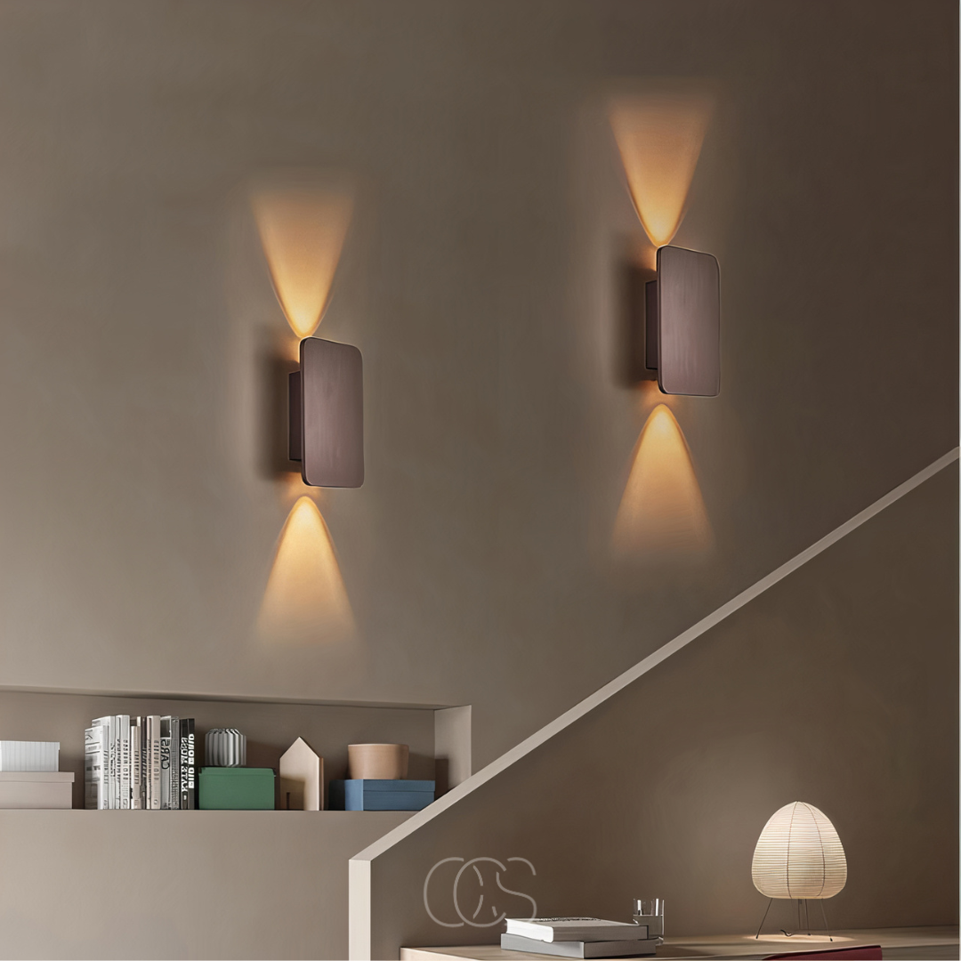 Wood Grain LED Wall Sconce | Ambient Uplight for Bedroom Living Room Hallway | 6W Warm Glow Fixture | Modern Minimalist Design