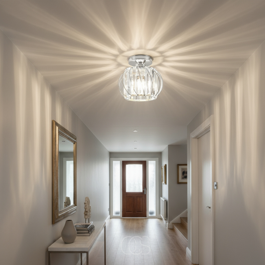 Glass Flush Mount Ceiling Light Fixture 9 Inch for Bedroom Hallway Bathroom E26 Socket Modern Semi Flush Ceiling Lamp Small Round Metal &