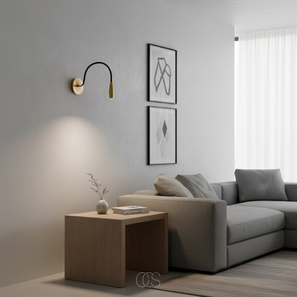 Adjustable Wall Reading Light with Flexible Gooseneck Arm, Warm LED Task Light for Bedroom & Bedside, Gold Metal Finish