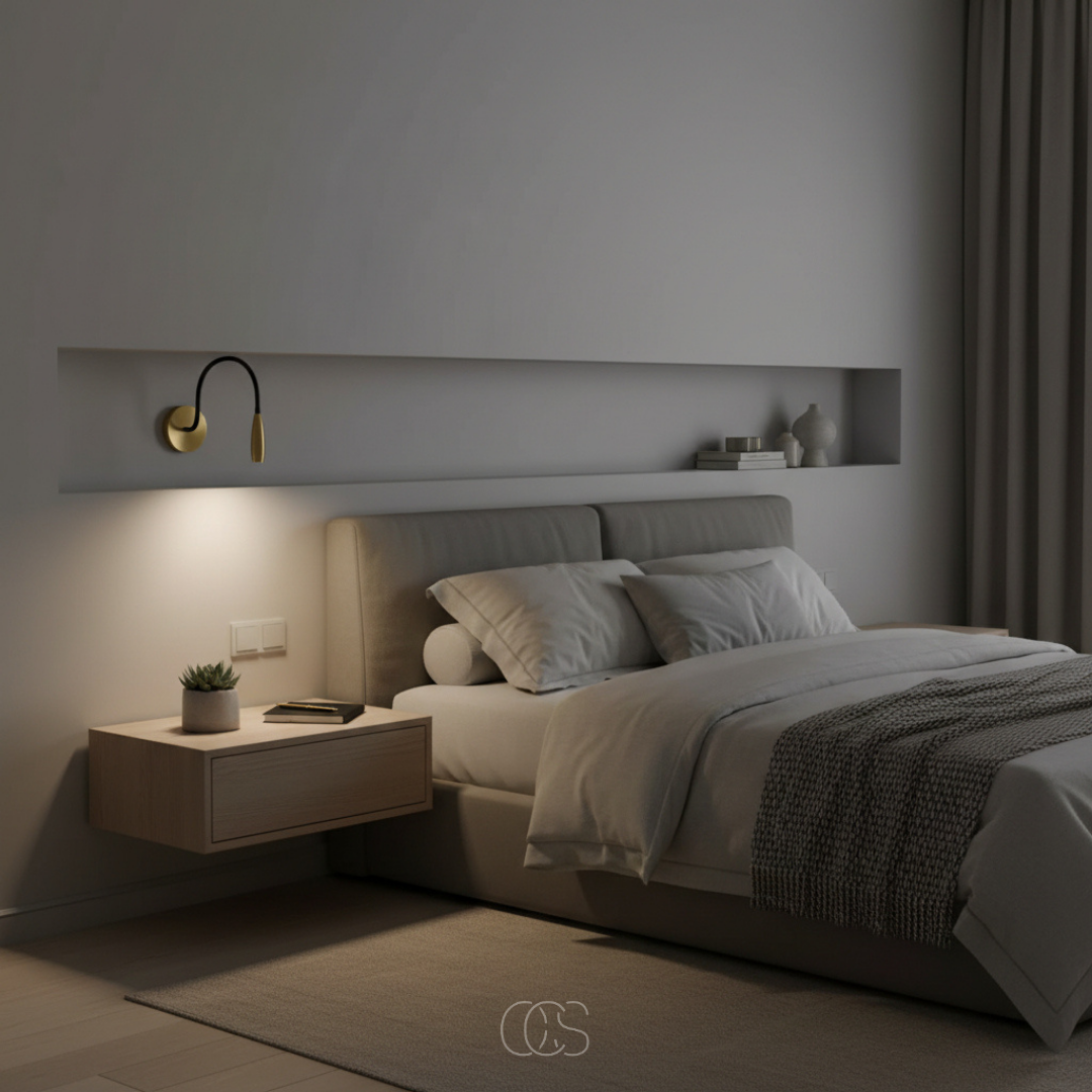 Adjustable Wall Reading Light with Flexible Gooseneck Arm, Warm LED Task Light for Bedroom & Bedside, Gold Metal Finish
