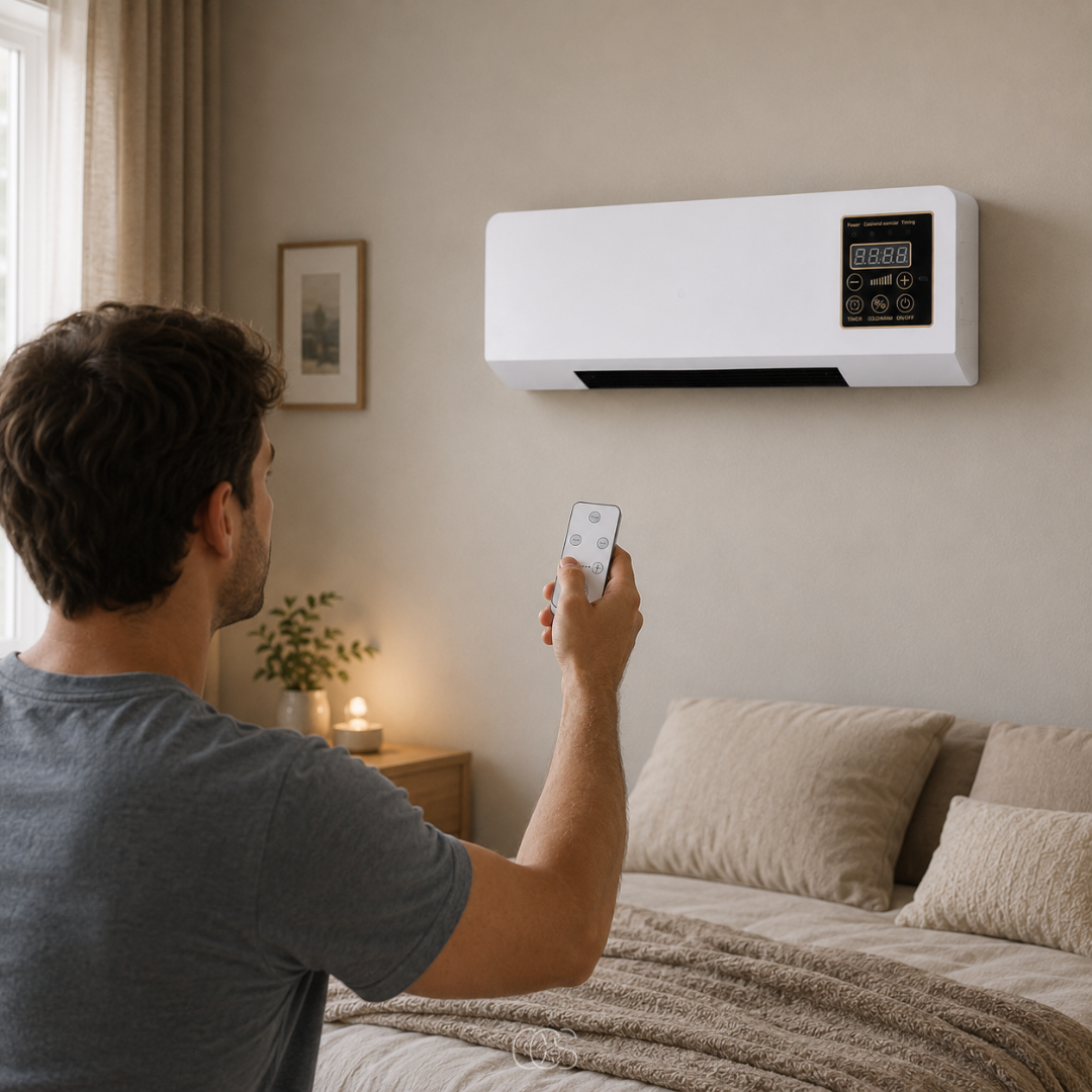 Wall-Mounted Fan Heater Combo with Remote & Timer - Dual-Mode Climate Control for Year-Round Comfort