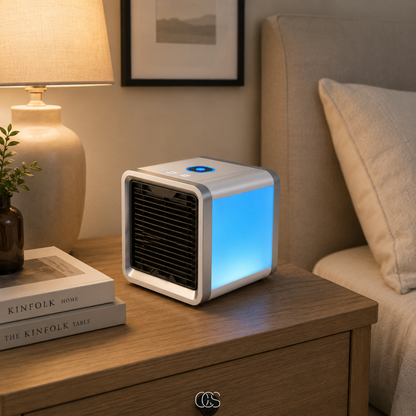 Personal Evaporative Air Cooler with Humidifier & Color LED Light – USB Desktop Cooling Fan for Home & Office