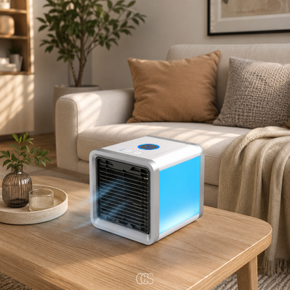 Personal Evaporative Air Cooler with Humidifier & Color LED Light – USB Desktop Cooling Fan for Home & Office