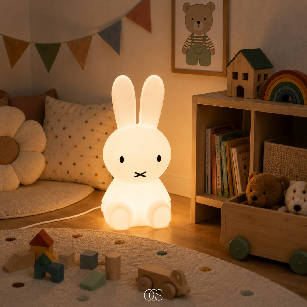 Dimmable LED Bunny Night Light for Kids Room - 6 Brightness Levels Bedside Lamp for Children & Nursery Decoration