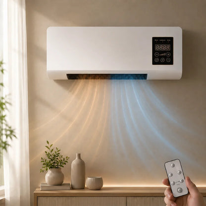 Wall-Mounted Fan Heater Combo with Remote & Timer - Dual-Mode Climate Control for Year-Round Comfort