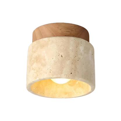 Lámpara de techo de montaje empotrado de piedra natural color crema, 4.7 pulgadas, iluminación LED compacta para pasillos, dormitorios y vestíbulos, estilo minimalista moderno Japandi