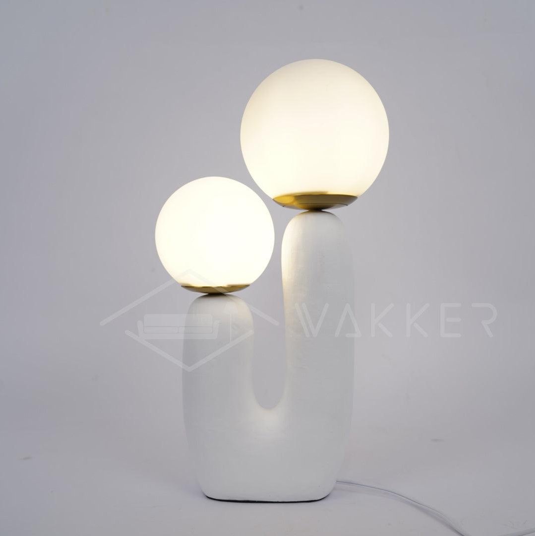 Contemporary G9 Bedside Lamp with Glass Shade 10 in Diameter Sculpted Polymer Desktop Lighting for Home Office Bedroom Nightstand Reading