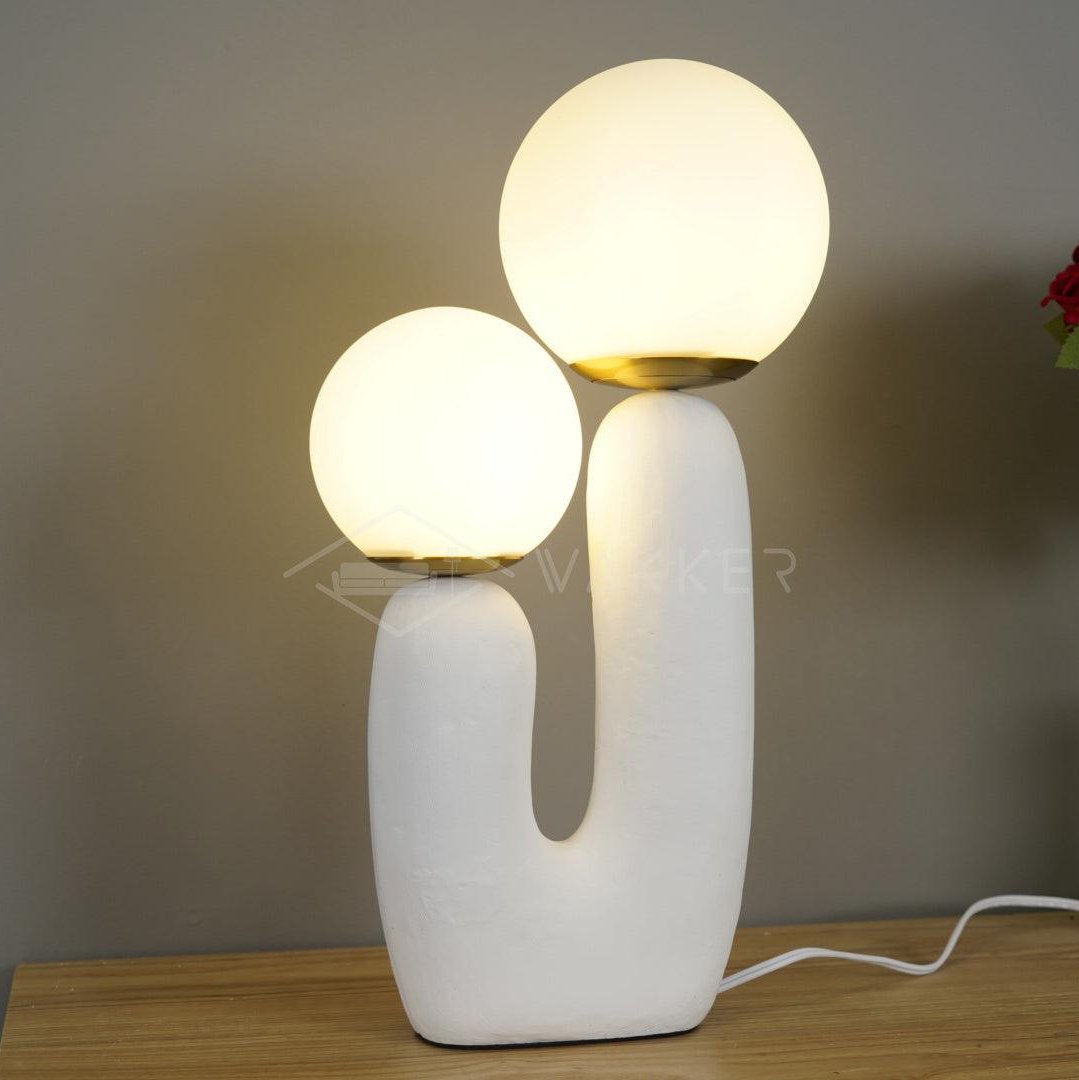 Contemporary G9 Bedside Lamp with Glass Shade 10 in Diameter Sculpted Polymer Desktop Lighting for Home Office Bedroom Nightstand Reading
