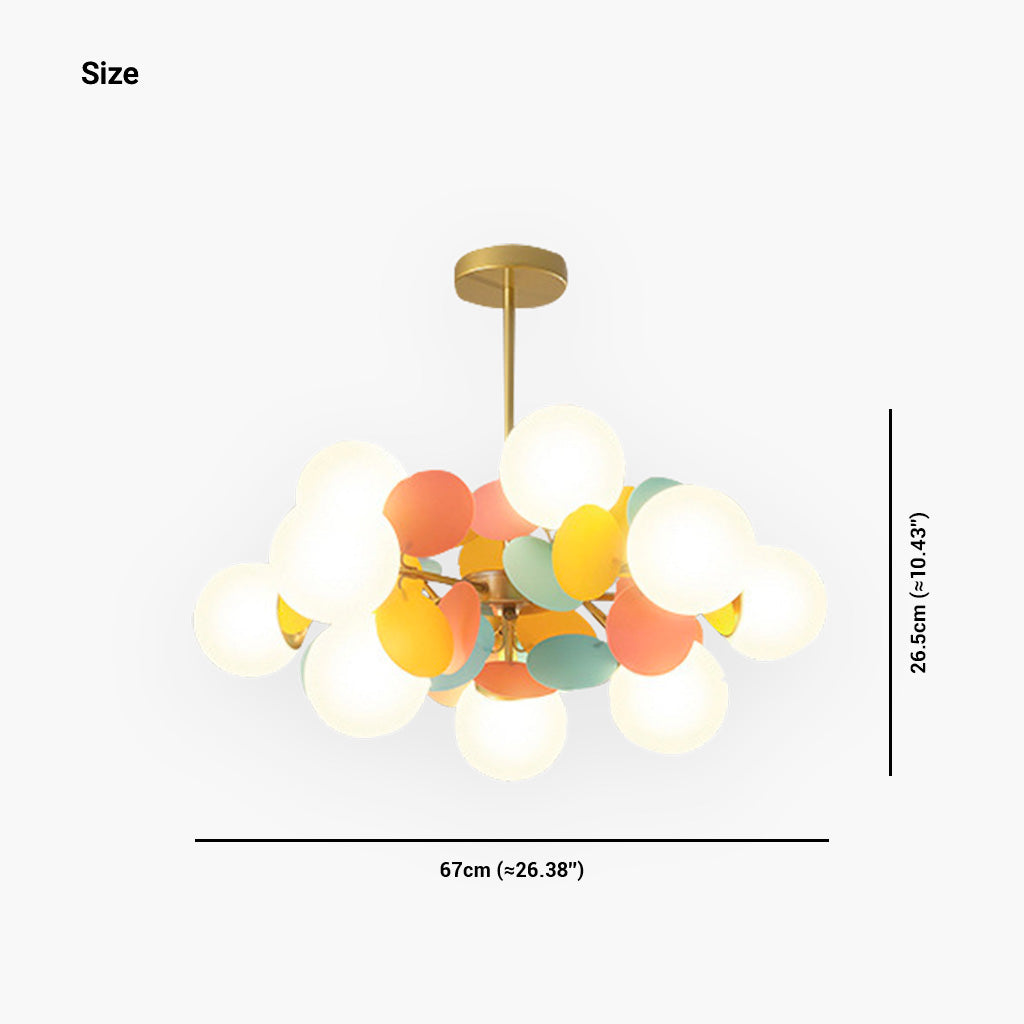 Sculptural Glass Globe Overhead Light with Branching Arms for Dining Room & Living Space — Dimmable LED Cluster Fixture in White, Green or M
