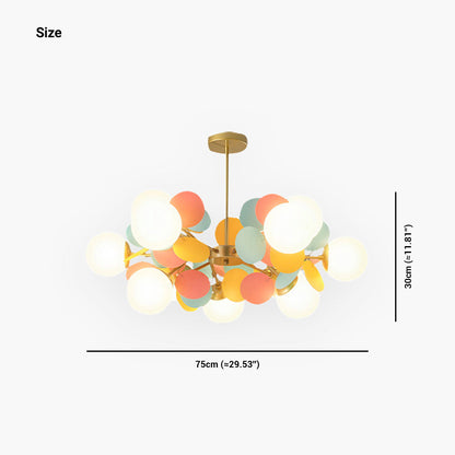 Sculptural Glass Globe Overhead Light with Branching Arms for Dining Room & Living Space — Dimmable LED Cluster Fixture in White, Green or M