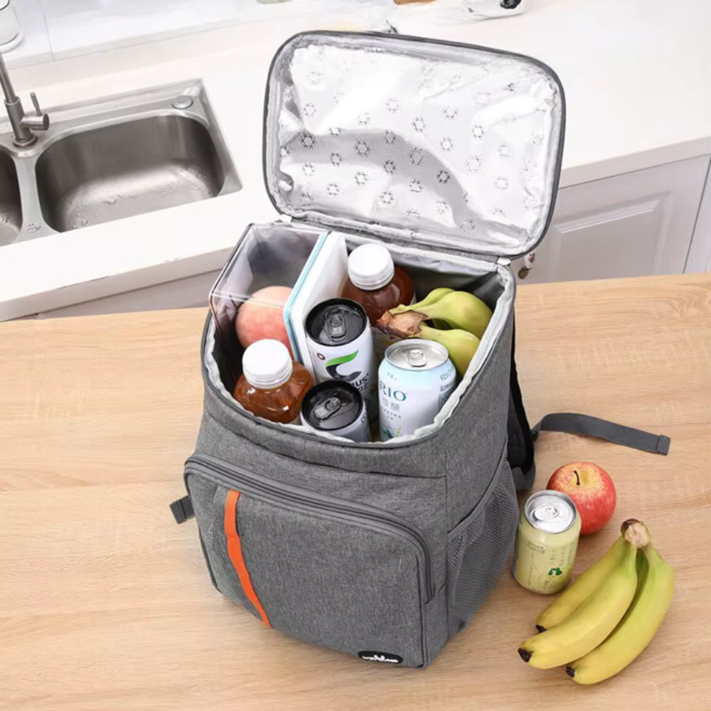 Insulated Backpack Cooler 30L Gray Hands-Free Thermal Bag for Hiking Beach Camping Picnics Keeps Food Cold 16 Hours Waterproof Daypack