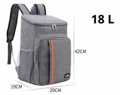 Insulated Backpack Cooler 30L Gray Leak-Proof Food Beverage Storage Padded Shoulder Straps Outdoor Hiking Fishing Camping Beach Picnic Day T