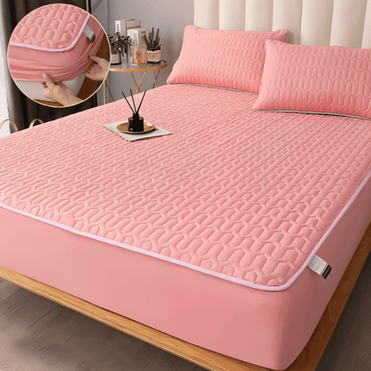 Waterproof Quilted Mattress Pad Protector with Deep Pocket Fitted Skirt – Breathable Polyester Cover for Bedroom