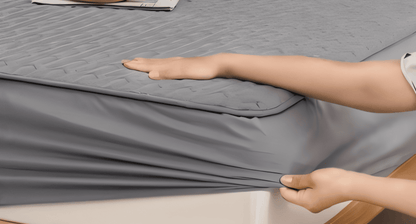 Waterproof Quilted Mattress Pad Protector with Deep Pocket Fitted Skirt – Breathable Polyester Cover for Bedroom