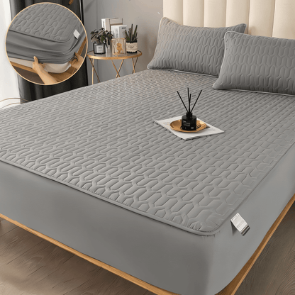 Waterproof Quilted Mattress Pad Protector with Deep Pocket Fitted Skirt – Breathable Polyester Cover for Bedroom