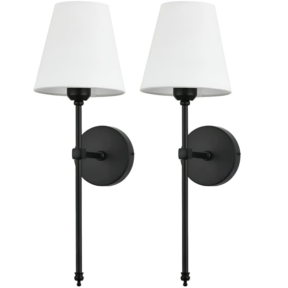 Metal Sconce Pair with Fabric Shades 20 inch Height for Bedroom Hallway Ambient Lighting Bedside Reading Wall Mount Fixtures Soft Diffused G