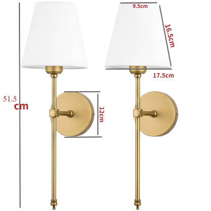 Metal Sconce Pair with Fabric Shades 20 inch Height for Bedroom Hallway Ambient Lighting Bedside Reading Wall Mount Fixtures Soft Diffused G