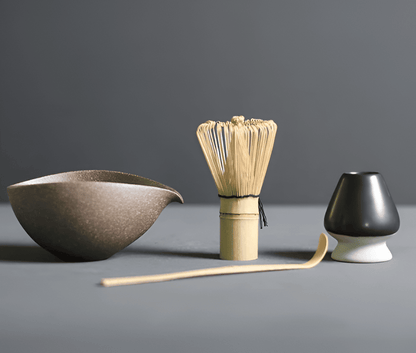 Ceramic Matcha Bowl Set with Bamboo Whisk, Spoon & Holder for Traditional Tea Making in Modern Kitchens