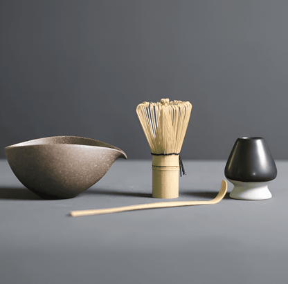 Ceramic Matcha Bowl Set with Bamboo Whisk, Spoon & Holder for Traditional Tea Making in Modern Kitchens