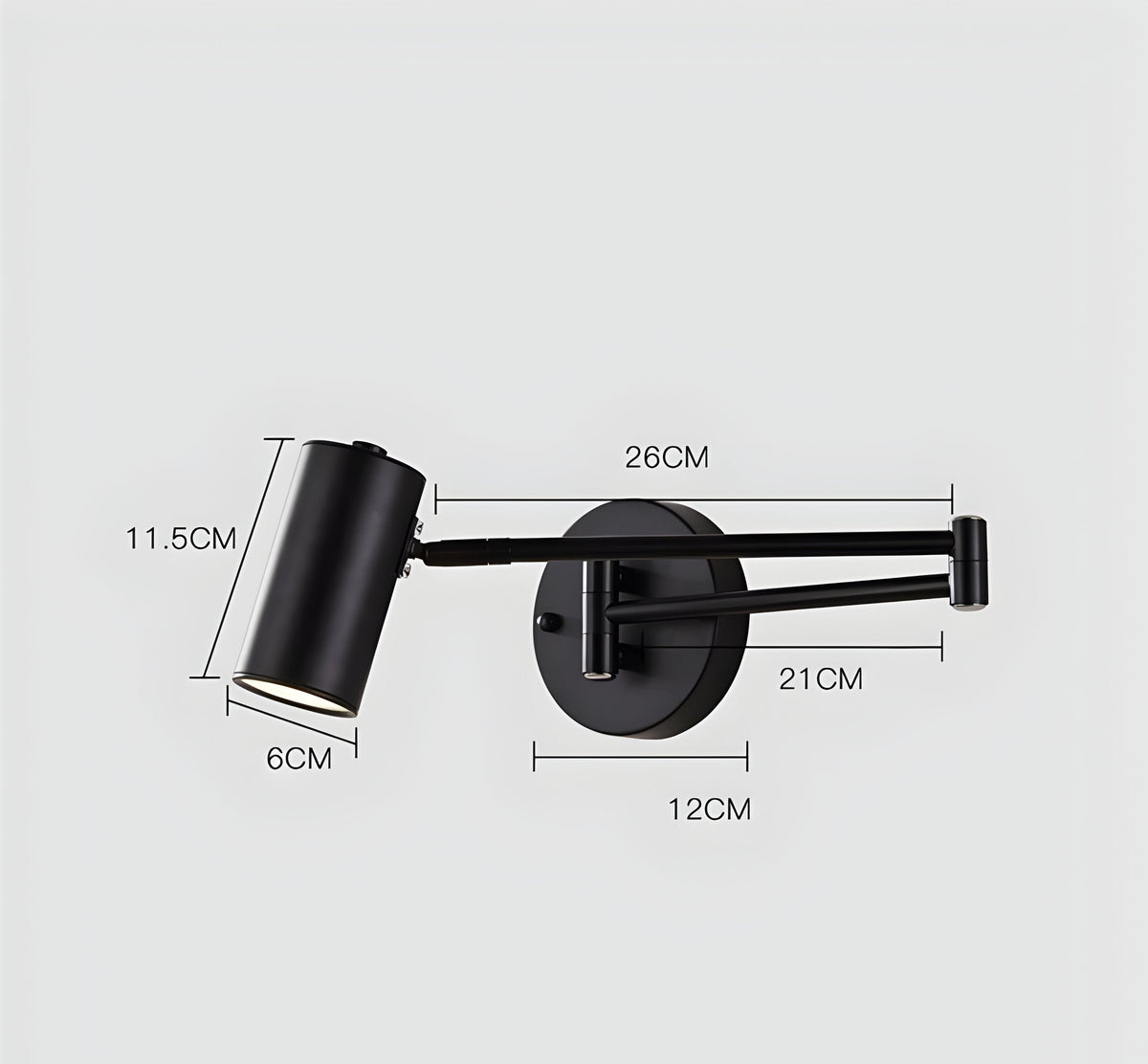 Swing Arm Reading Sconce Metal Black 10 inch Articulating Wall Light for Bedroom Nightstand Task Lighting Directional