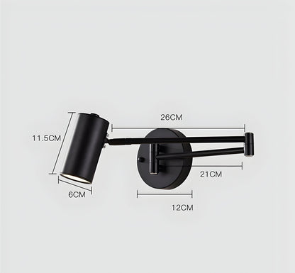 Swing Arm Reading Sconce Metal Black 10 inch Articulating Wall Light for Bedroom Nightstand Task Lighting Directional