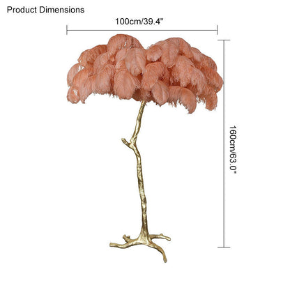 Tropical Feather Standing Lamp 63 in Tall Palm Tree Style Ambient Floor Light for Bedroom Living Room Decorative Accent Lighting