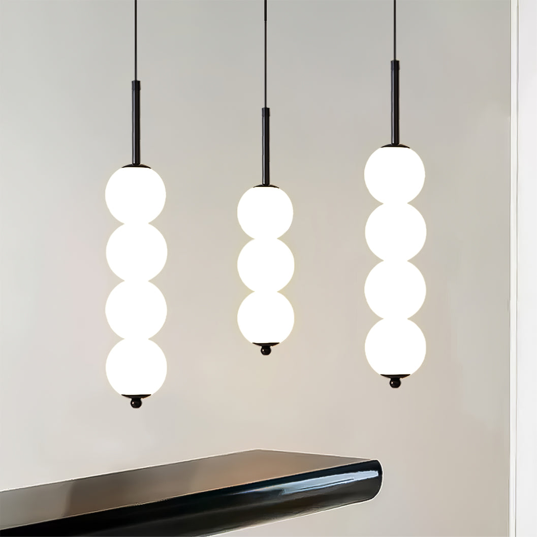 Ceiling Hanging Fixture with Frosted Glass Globes & Metal Frame - Multi-Globe LED Chandelier for Kitchens, Dining Areas & Entryways - Adjust