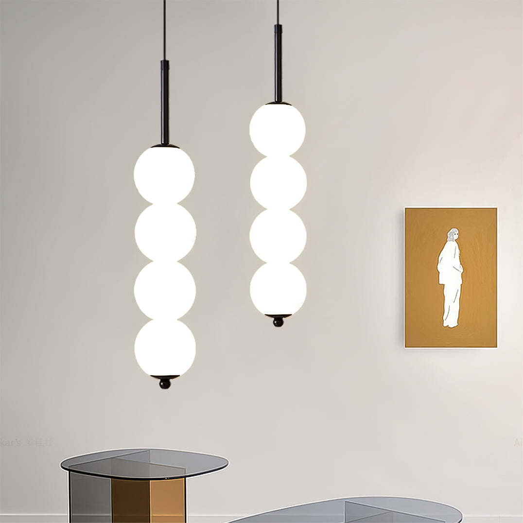 Ceiling Hanging Fixture with Frosted Glass Globes & Metal Frame - Multi-Globe LED Chandelier for Kitchens, Dining Areas & Entryways - Adjust