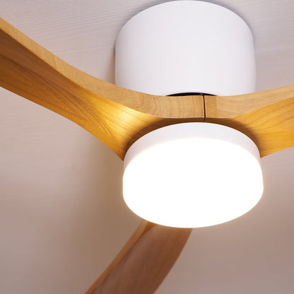42-Inch Wooden Blade Ceiling Fan with Dimmable LED Light, Ultra-Quiet DC Motor for Bedrooms, Reversible Airflow, Three Color Temperatures, M