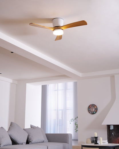 42-Inch Wooden Blade Ceiling Fan with Dimmable LED Light, Ultra-Quiet DC Motor for Bedrooms, Reversible Airflow, Three Color Temperatures, M