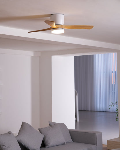 42-Inch Wooden Blade Ceiling Fan with Dimmable LED Light, Ultra-Quiet DC Motor for Bedrooms, Reversible Airflow, Three Color Temperatures, M