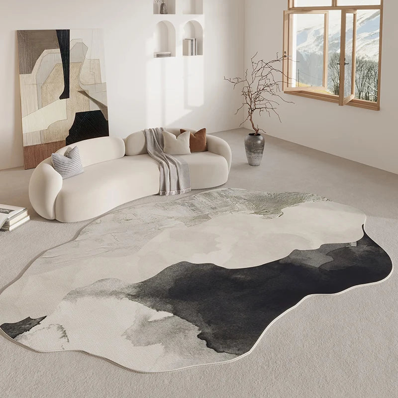 Freeform Polyester Area Rug with Grip-Safe Backing for Living Rooms, Bedrooms & Hallways | Non-Slip Abstract Shape Floor Mat
