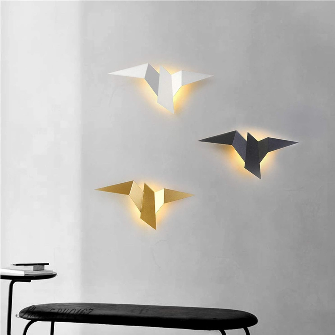 Folded Metal Wall Sconce with Geometric Silhouette | Warm White LED Accent Light for Living Room, Bedroom, Hallway | Modern Sculptural