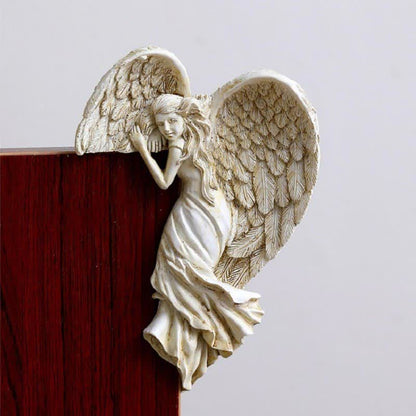 Orlen Door Frame Sculpture - Resin Angel Wings, Compact Design